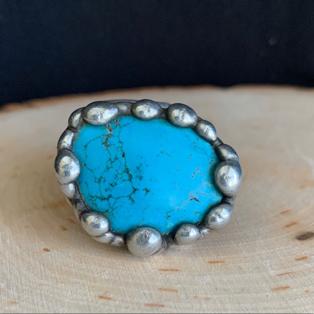 Spoon ring - custom turquoise massive chunk